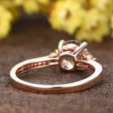 1ct Round Cut Morganite Trilogy Engagement Ring 14k RoseGold Finish Round Accent