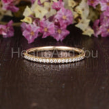 0.25ct Round Cut Moissanite Minimalist Women Wedding Band 14k White Gold Plated