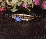0.5ct Round Cut Simulated Blue Sapphire Minimalist Ring 14k Yellow Gold Plated