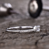 1ct Engagement Ring Baguette Cut Diamond Accent Solitaire 14k White Gold Finish