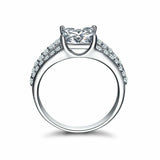 2.6ct Princess Diamond Split Shank Ring 14k White Gold Finish with Round Accents