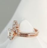 2.2ct Emerald Simulated Diamond Bridal Set Solitaire Crown 14k Rose Gold Plated