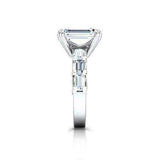 3.5ct Emerald Cut Diamond Milgrain Solitaire Engagement Ring 14K White Gold Over