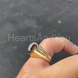0.5ct Round Cut Moissanite Crescent Women Engagement Ring 14k Yellow Gold Plated