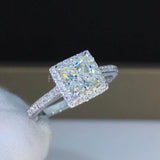 2.3ct Princess Cut Simulated Diamond Halo Engagement Ring 14k White Gold Plated