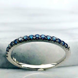 0.5ct Round Cut London Blue Topaz Wedding Band Half Eternity 14k White Gold Over