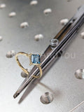 0.5ct Asscher Cut Simulated Blue Aquamarine Solitaire Ring 14k YellowGold Plated