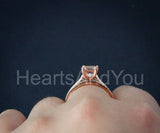 2ct Round Cut Simulated Peach Morganite Solitaire Ring Set 14k Rose Gold Plated