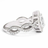 2.2ct Pear Cut VVS1D Diamond Engagement Ring Halo Infinity 14k White Gold Finish