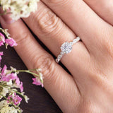 Accents Solitaire Engagement Ring 1.4ct Round Cut Diamond 14k White Gold Finish