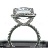 2.2ct Cushion Cut Simulated Diamond Halo Engagement Ring 14k White Gold Plated