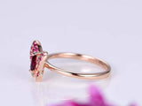 2.4ct Marquise Cut Pink Ruby Engagement Ring Butterfly Design 14k Rose Gold Over