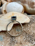 2.6ct Engagement Ring Cushion Cut Blue Sapphire Solitaire 14k White Gold Finish