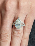 2.1ct Pear Cut Simulated Diamond Bridal Ring Curved Band 14k White Gold Plated