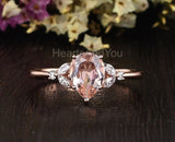 1ct Pear Cut Simulated Morganite Minimalist Engagement Ring 14k Rose Gold Plated