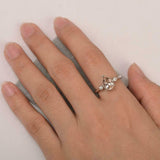 1.6ct Pear Cut Morganite Engagement Ring Milgrain Trilogy 14k White Gold Finish