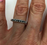 0.25ct Round Cut Black Diamond Wedding Band Stackable 14k White Gold Finish