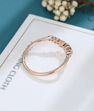 0.35ct Round Cut Moissanite Floral Curved Women Wed Band 14k Rose Gold Plated
