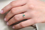 0.4ct Oval Cut Emerald Engagement Ring Petite Minimalist 14k Yellow Gold Finish