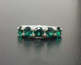 5ct Wedding Band Round Cut Green Emerald Half Eternity 14k White Gold Finish