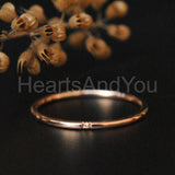 0.05ct Round Cut Moissanite Minimalist Dainty Wedding Band 14K Rose Gold Plated