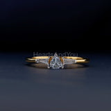 0.5ct Trillion Simulated Diamond Trilogy Engagement Ring 14k Yellow Gold Plated