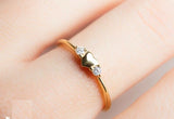 0.3ct Round Cut Diamond Engagement Ring Dainty Minimalist 14k Yellow Gold Finish