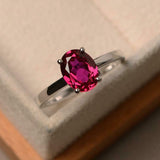 2.25ct Engagement Ring Oval Cut Pink Ruby 4 Prong Solitaire 14k WhiteGold Finish