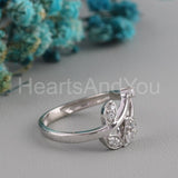 0.5ct Round Cut Moissanite Leaf Vine Women Engagement Ring 14k White Gold Plated