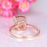 1.7ct Oval Peach Morganite Engagement Ring Accents Solitaire 14k Rose Gold Over