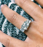 2.5ct Asscher Cut Diamond Engagement Ring Trilogy Solitaire 14k WhiteGold Finish