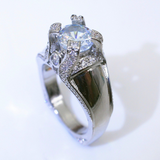 2.3ct Round Cut Diamond Wide Band Solitaire Engagement Ring 14k White Gold Over