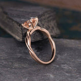 1ct Cushion Cut Morganite Infinity Solitaire Engagement Ring 14k RoseGold Finish