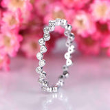 1.2ct Round Cut Diamond Wedding Ring Band Bezel Set Eternity 14k White Gold Over