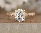 2ct Oval Cut Diamond Halo Vintage Solitaire Engagement Ring 14k Rose Gold Finish