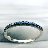 0.5ct Round Cut London Blue Topaz Wedding Band Half Eternity 14k White Gold Over