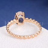 2ct Oval Cut Simulated Morganite Ball Shank Engagement Ring 14k Rose Gold Plated