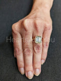 2.2ct Emerald Simulated Diamond Bezel Set Engagement Ring 14k Yellow Gold Plated