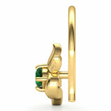 0.2ct Round Cut Green Emerald Floral Twist Nose Pin Piercing 14k YellowGold Over