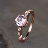 1.55ct Engagement Ring Round Cut Peach Morganite Solitaire 14k Rose Gold Finish