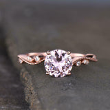 1.55ct Engagement Ring Round Cut Peach Morganite Solitaire 14k Rose Gold Finish