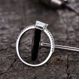 1ct Engagement Ring Baguette Cut Diamond Accent Solitaire 14k White Gold Finish