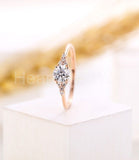 0.5ct Round Cut Moissanite Minimalist Women Engagement Ring 14k Rose Gold Plated