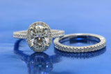 2.5ct Oval Cut Diamond Halo Bridal Set Band Engagement Ring 14k WhiteGold Finish