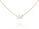 1ct Pear Cut Simulated Diamond Toi Et Moi Pendant Chain 14k White Gold Plated
