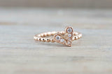 1ct Round Cut Diamond Engagement Ring Beaded Ball Solitaire 14k Rose Gold Finish