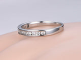 Bridal Half Eternity Wedding Ring Band 1ct Round Cut Diamond 14k White Gold Over