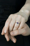 0.5ct Round Cut Amethyst Engagement Ring Solitaire Curved 14k White Gold Finish