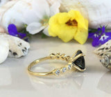 2ct Engagement Ring Round Cut Diamond Solitaire with Accents 14k YellowGold Over