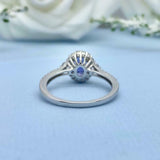 2.3ct Oval Cut Tanzanite Diamond Accent Halo Engagement Ring 14k White Gold Over